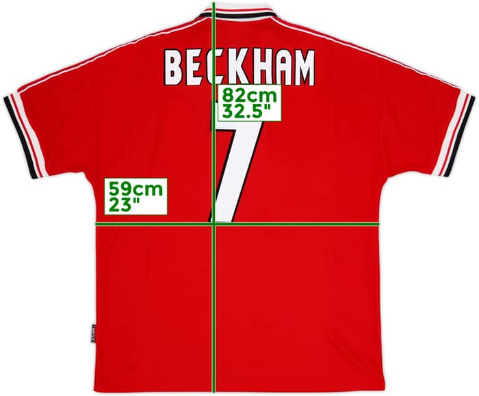 1998-00 Manchester United Home Shirt Beckham #7 - 8/10 - (XL)