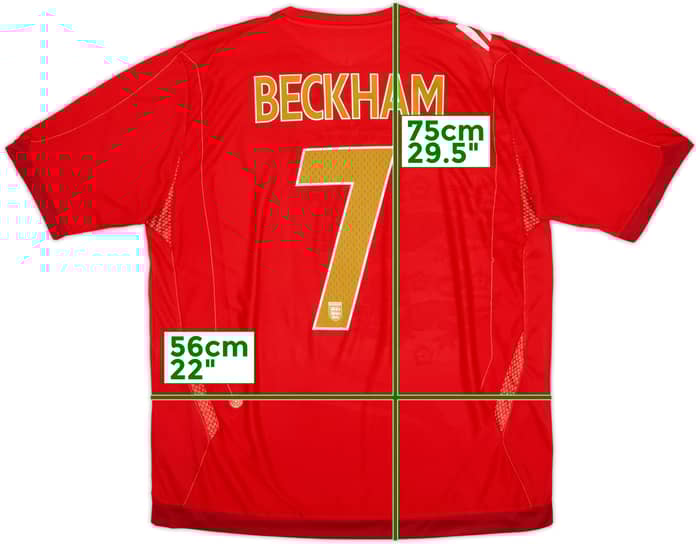 2006-08 England Away Shirt Beckham #7 - 6/10 - (XL)