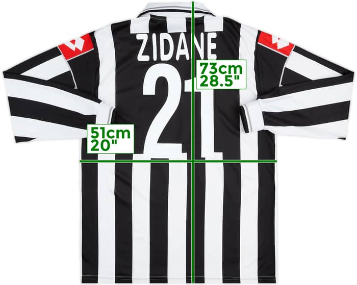 2000-01 Juventus Basic Home L/S Shirt Zidane #21 - 6/10 - (L)