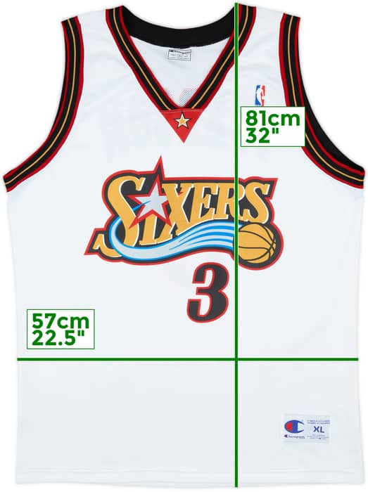 1997-00 Philadelphia 76ers Iverson #3 Champion Home Jersey - 8/10 - (XL)