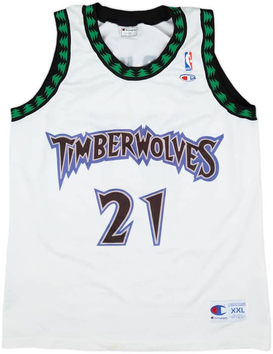 1996-07 Minnesota Timberwolves Garnett #21 Champion Home Jersey - 6/10 - (XXL)