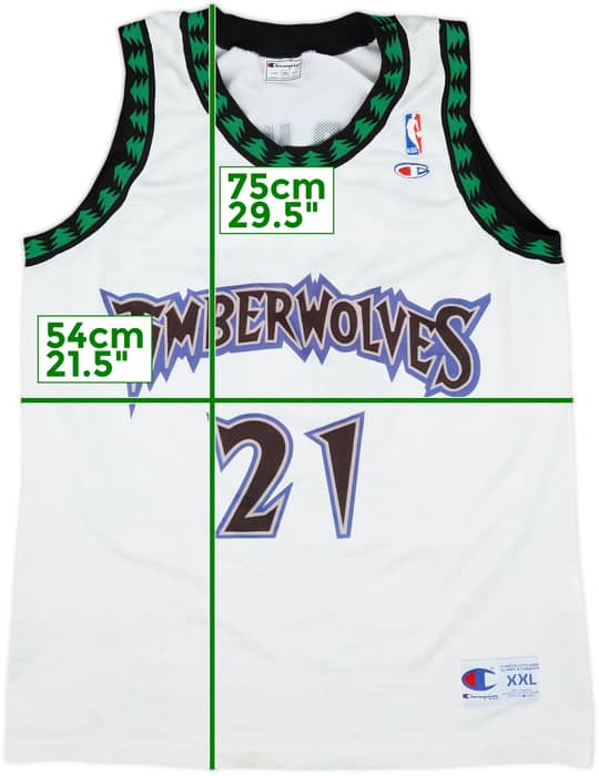 1996-07 Minnesota Timberwolves Garnett #21 Champion Home Jersey - 6/10 - (XXL)