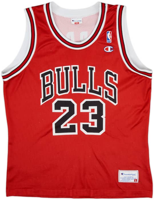 1991-98 Chicago Bulls Jordan #23 Champion Away Jersey - 4/10 - (L)