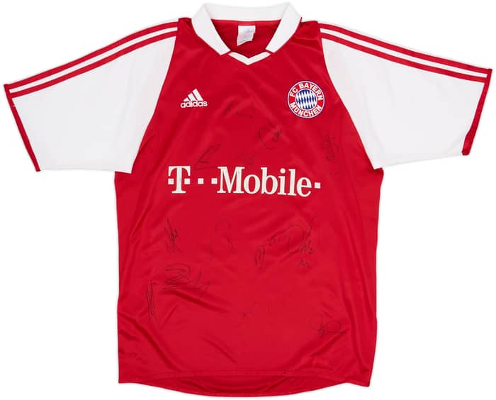 2003-04 Bayern Munich Squad Signed Home Shirt - 6/10 - (S)