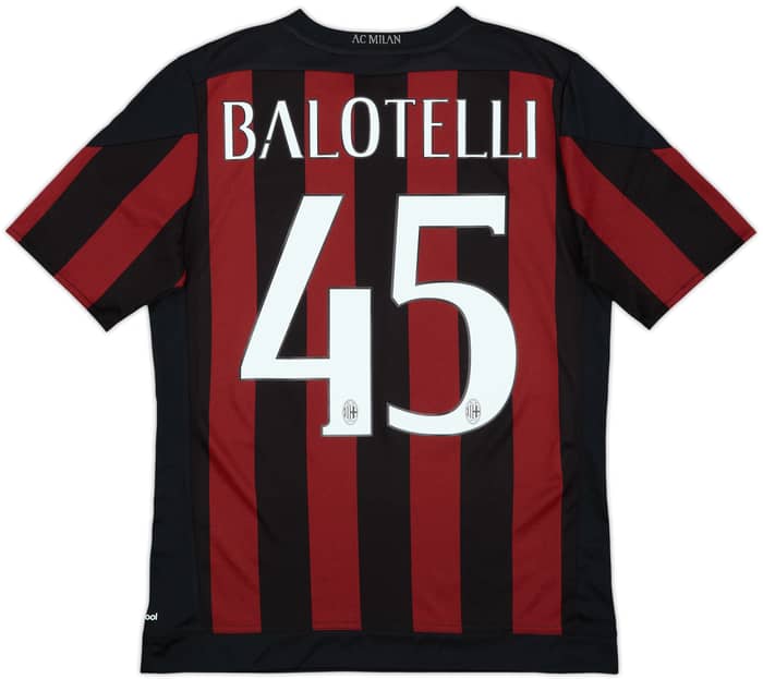 2015-16 AC Milan Home Shirt Balotelli #45 - 10/10 - (XL.Boys)