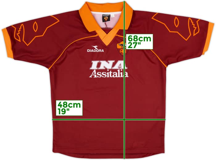 1999-00 Roma Basic Home Shirt - 9/10 - (XL.Boys)