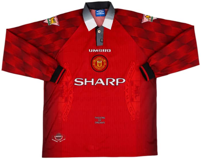1996-98 Manchester United Home L/S Shirt Cantona #7 - 7/10 - (XL)