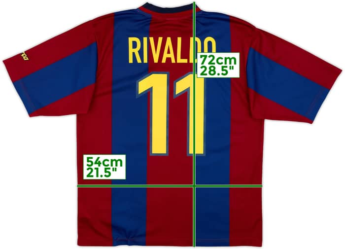 1998-00 Barcelona Basic Home Shirt Rivaldo #11 - 8/10 - (M)