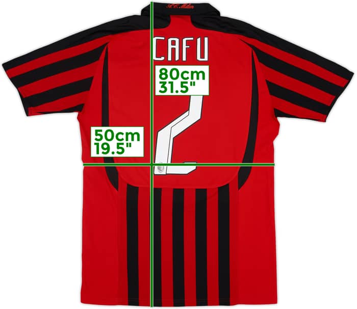 2007-08 AC Milan Home Shirt Cafu #2 - 6/10 - (M)