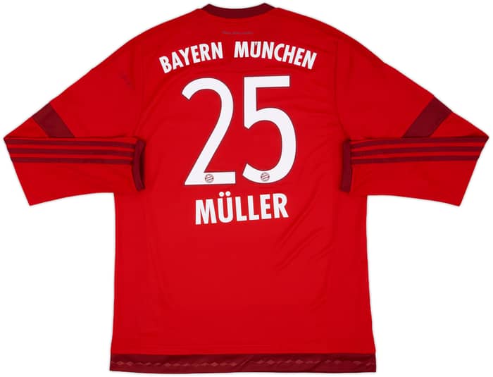 2015-16 Bayern Munich Home L/S Shirt Muller #25 - 10/10 - (L)