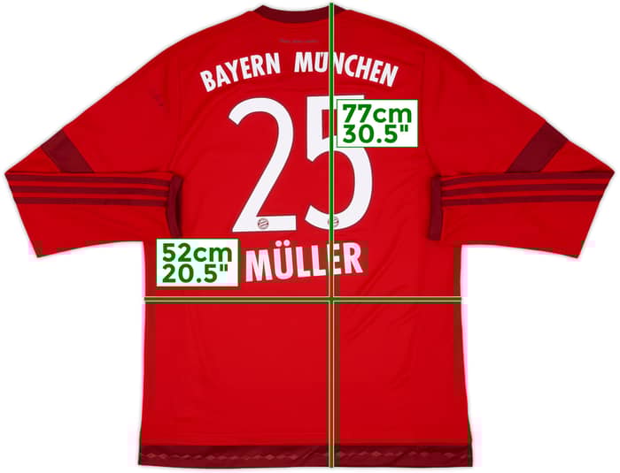 2015-16 Bayern Munich Home L/S Shirt Muller #25 - 10/10 - (L)