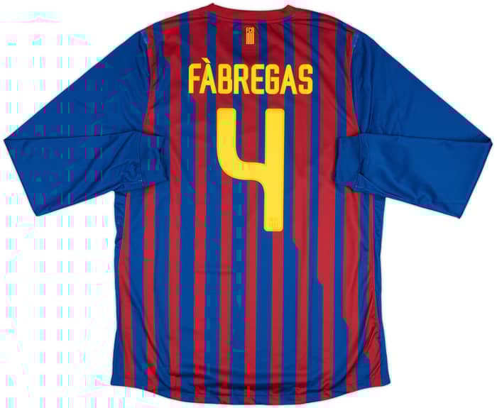 2011-12 Barcelona Player Issue Home L/S Shirt Fabregas #4 (XL)