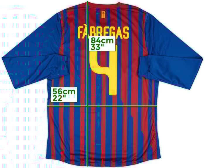 2011-12 Barcelona Player Issue Home L/S Shirt Fabregas #4 (XL)