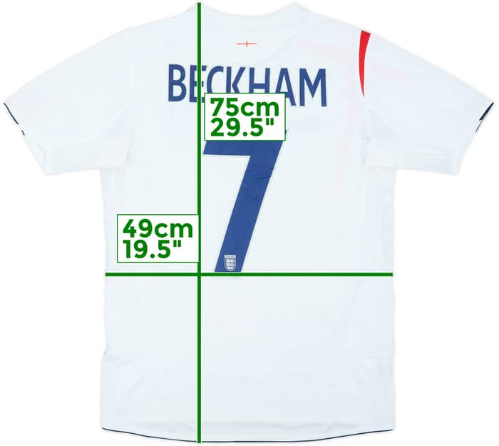 2005-07 Inglaterra Local Camiseta Beckham #7 - 6/10 - (S)