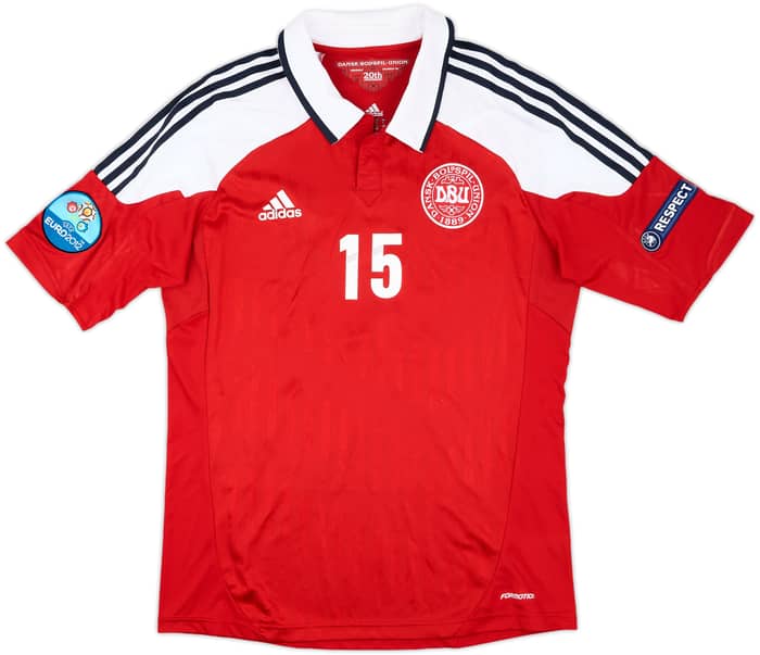 2012 Denmark Player Issue Euro 2012 Home Shirt #15 - 7/10 - (L)