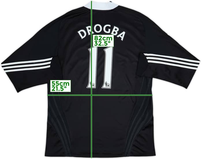 Camiseta de visitante versión jugador L/S del Chelsea 2008-09 Drogba #11 - 8/10 - (XL)