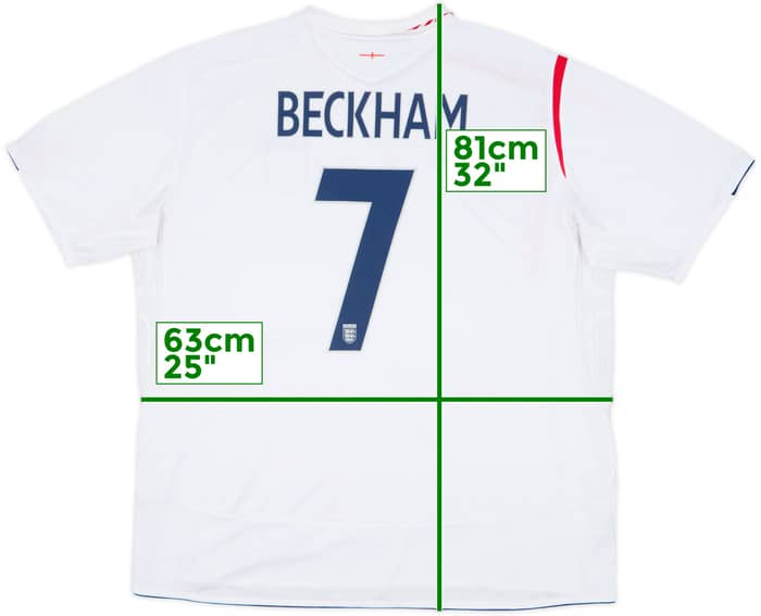 2005-07 England Home Shirt Beckham #7 - 7/10 - (3XL)