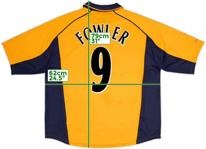 2000-02 Liverpool Camiseta Visitante Fowler #9 - 8/10 - (XXL)