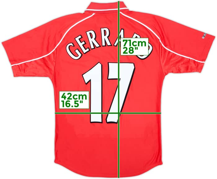 2000-02 Liverpool Home Shirt Gerrard #17 - 6/10 - (15-16 Years)