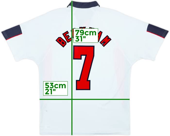 1997-99 England Home Shirt Beckham #7 - 4/10 - (L)