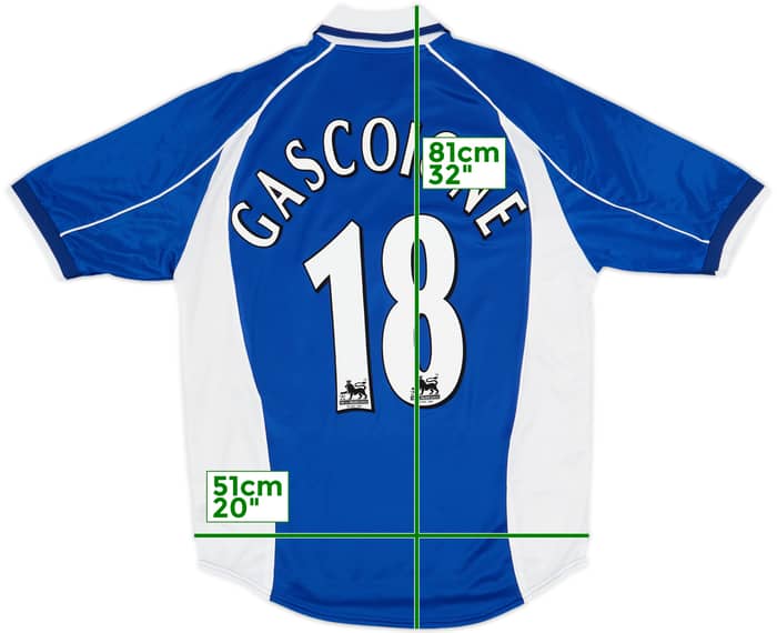 2000-02 Everton Home Shirt Gascoigne #18 - 8/10 - (M)