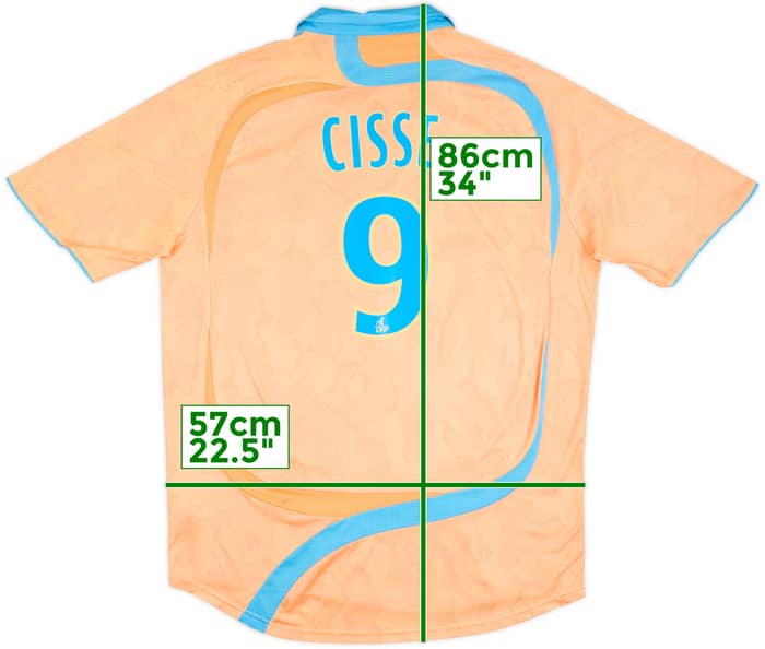 Camiseta de la tercera equipación del Olympique Marseille 2007-08 Cisse #9 - 8/10 - (XL)