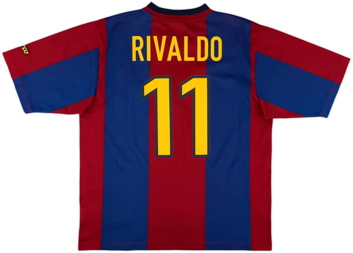 1998-00 Barcelona Basic Home Shirt Rivaldo #11 - 10/10 - (L)