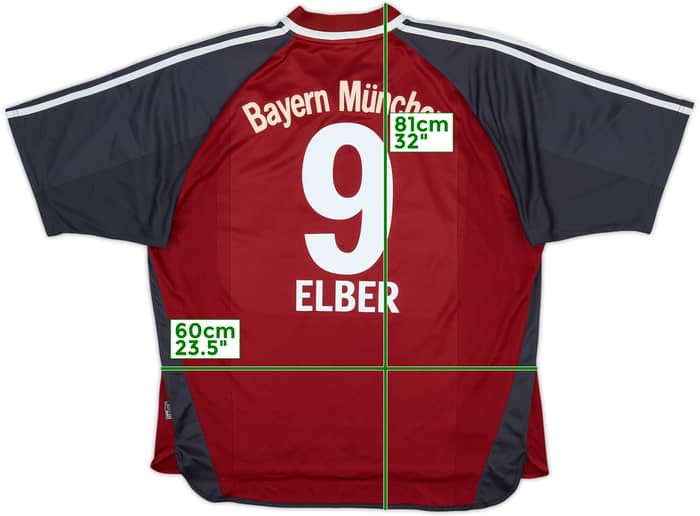 2001-02 Bayern Munich Home Shirt Elber #9 - 9/10 - (XXL)