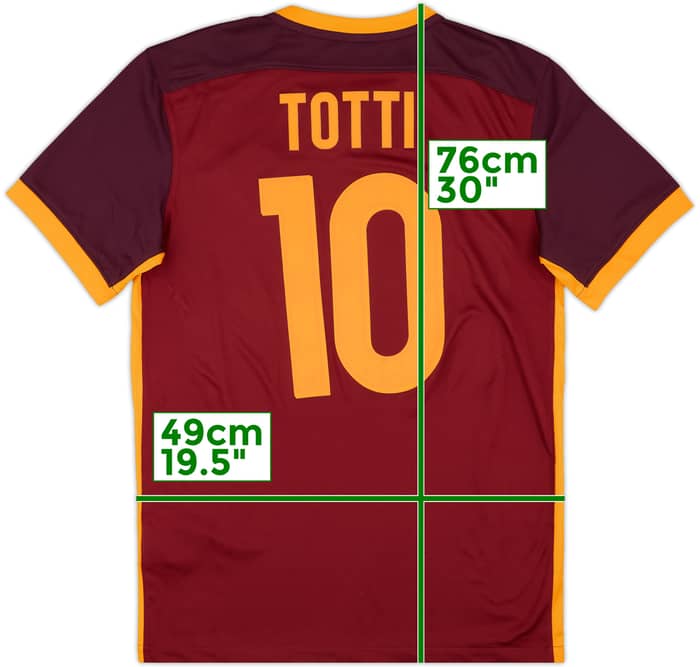 2015-16 Roma Home Shirt Totti #10 - 8/10 - (M)