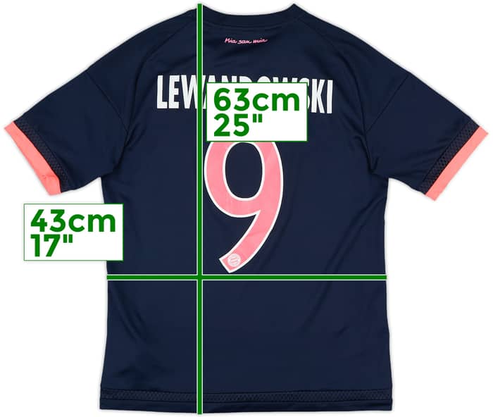 2015-16 Bayern Munich Third Shirt Lewandowski #9 - 7/10 - (L.Boys)