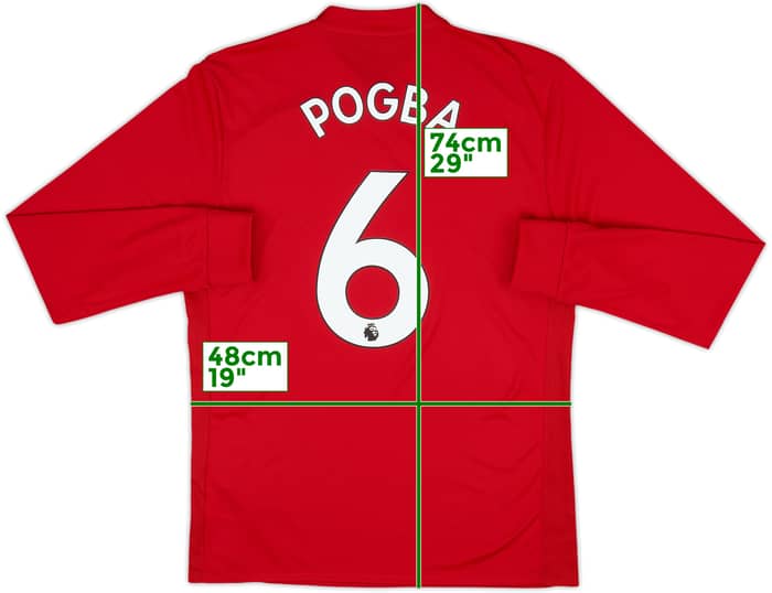 2017-18 Manchester United Home L/S Shirt Pogba #6 - 9/10 - (M)