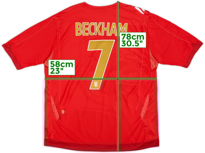 2006-08 England Away Shirt Beckham #7 - 8/10 - (XXL)