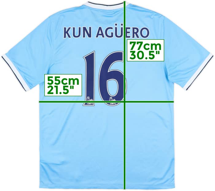 2013-14 Manchester City Home Shirt Kun Aguero #16 - 8/10 - (L)