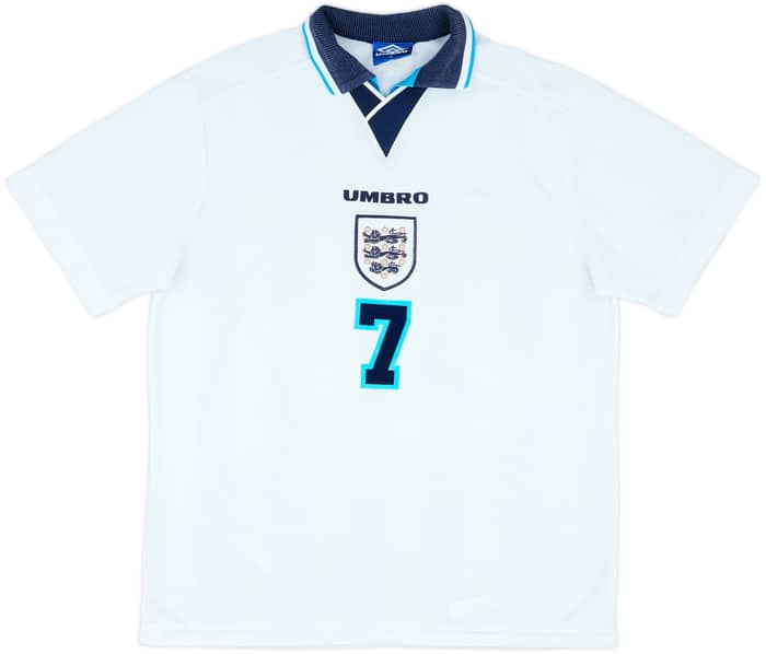 1995-97 England Home Shirt Beckham #7 - 8/10 - (XL)