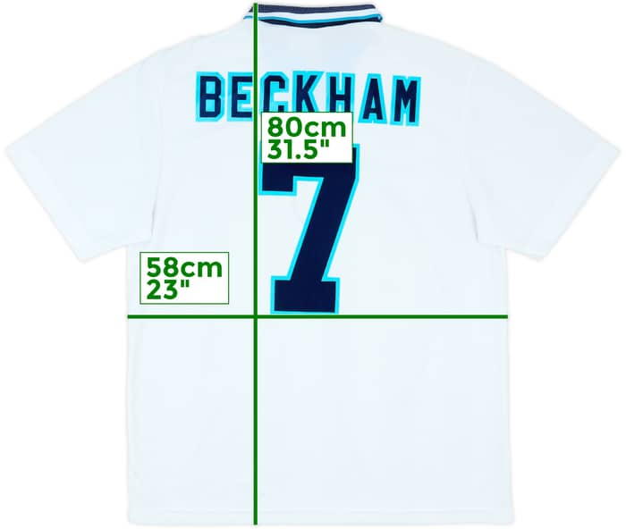 1995-97 England Home Shirt Beckham #7 - 8/10 - (XL)