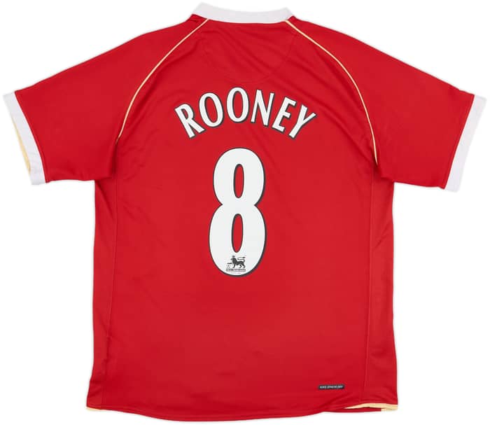 2006-07 Manchester United Home Shirt Rooney #8 - 7/10 - (XL.Boys)