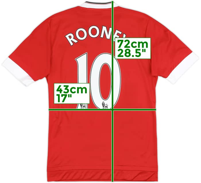 2015-16 Manchester United Home Shirt Rooney #10 - 9/10 - (XS)