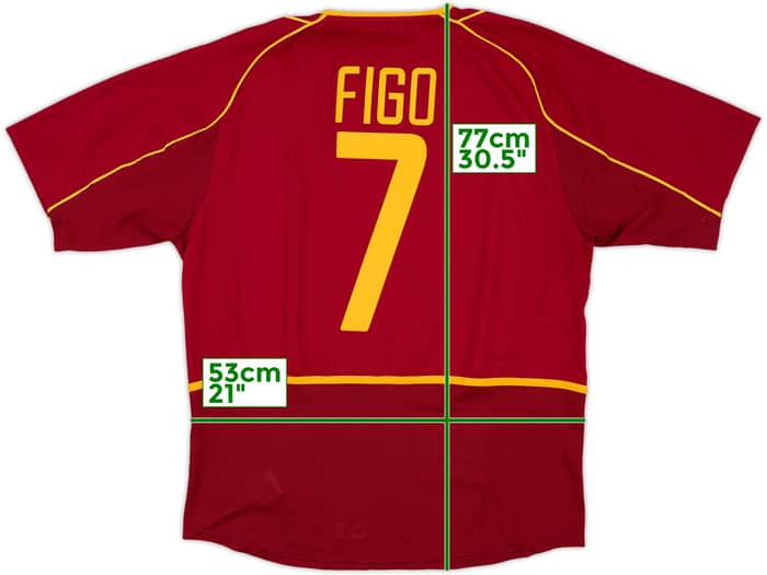 2002-04 Portugal Home Shirt Figo #7 - 9/10 - (L)