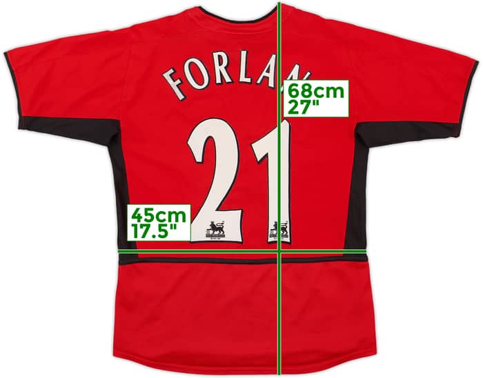 2002-04 Manchester United Home Shirt Forlan #21 - 8/10 - (L.Boys)