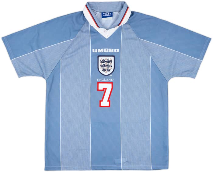 1996-97 England Away Shirt Beckham #7 - 8/10 - (L)
