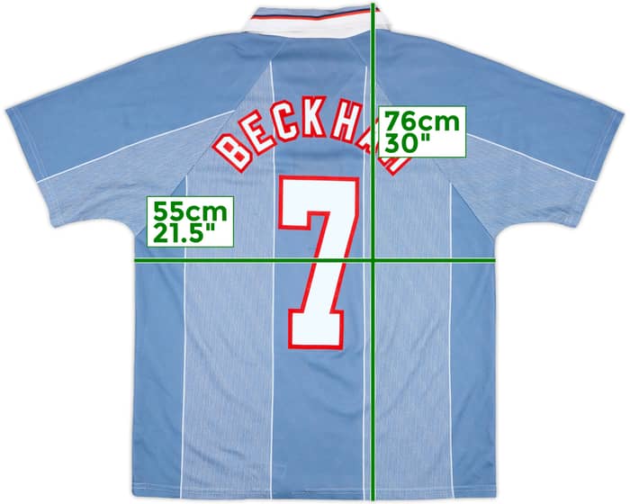 1996-97 England Away Shirt Beckham #7 - 8/10 - (L)