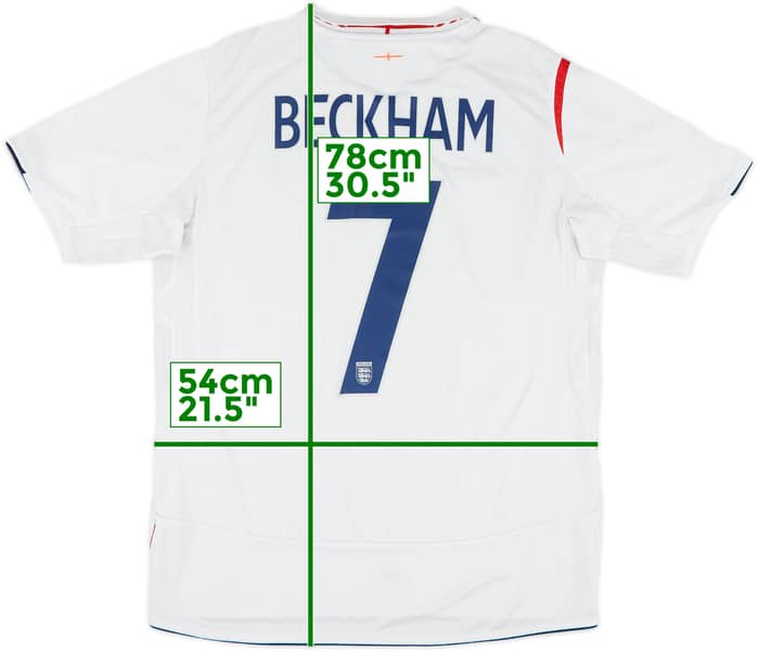 2005-07 England Home Shirt Beckham #7 - 6/10 - (L)