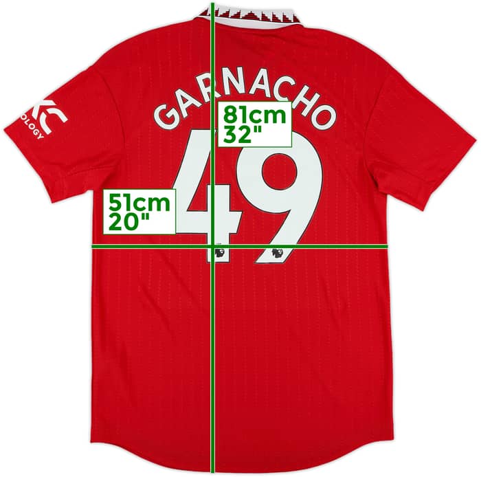 2022-23 Manchester United Authentic Home Shirt Garnacho #49 - 10/10 - (M)