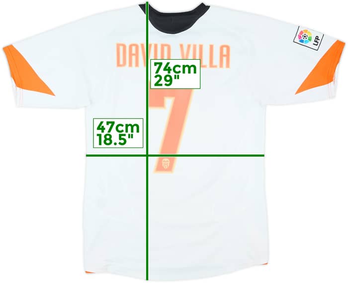 2005-06 Valencia Home Shirt David Villa #7 - 8/10 - (S)