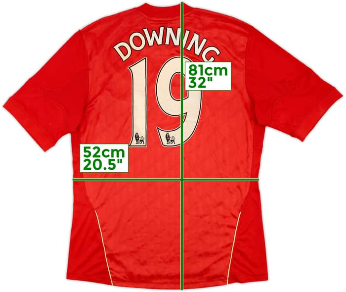 2010-12 Liverpool Home Shirt Downing #19 - 4/10 - (L)