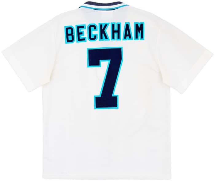 1995-97 England Home Shirt Beckham #7 - 6/10 - (L)