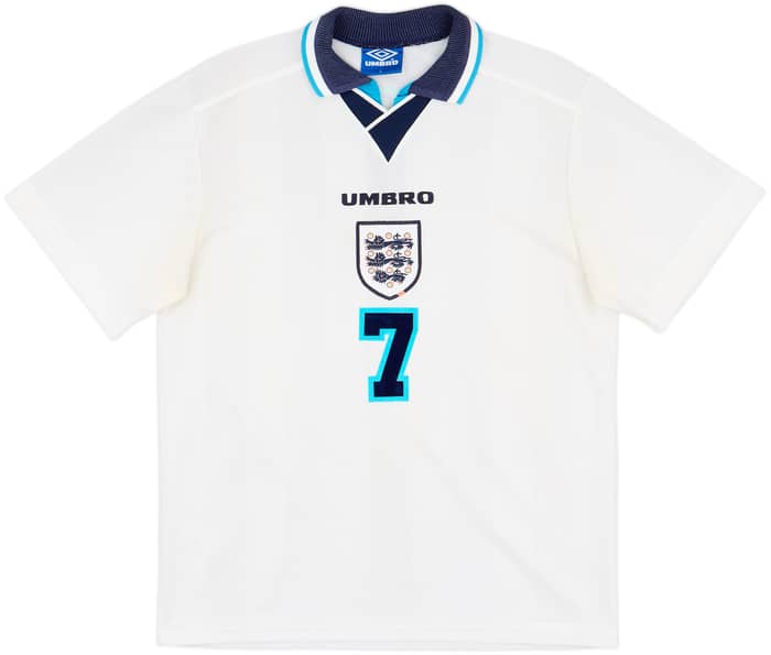 1995-97 England Home Shirt Beckham #7 - 6/10 - (L)