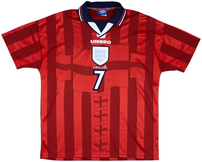1997-99 England Away Shirt Beckham #7 - 8/10 - (XL)