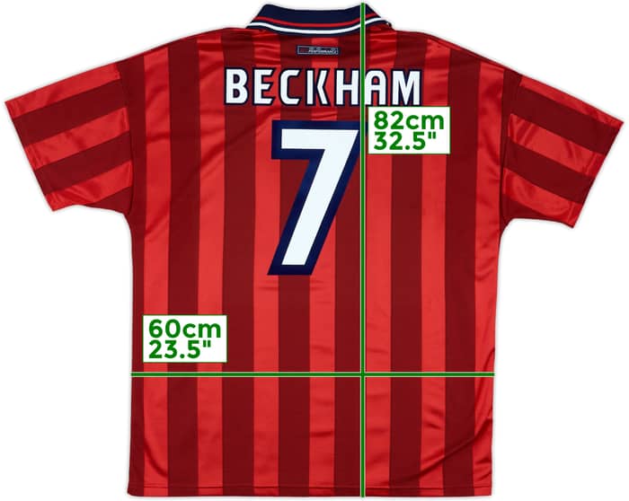 1997-99 England Away Shirt Beckham #7 - 8/10 - (XL)