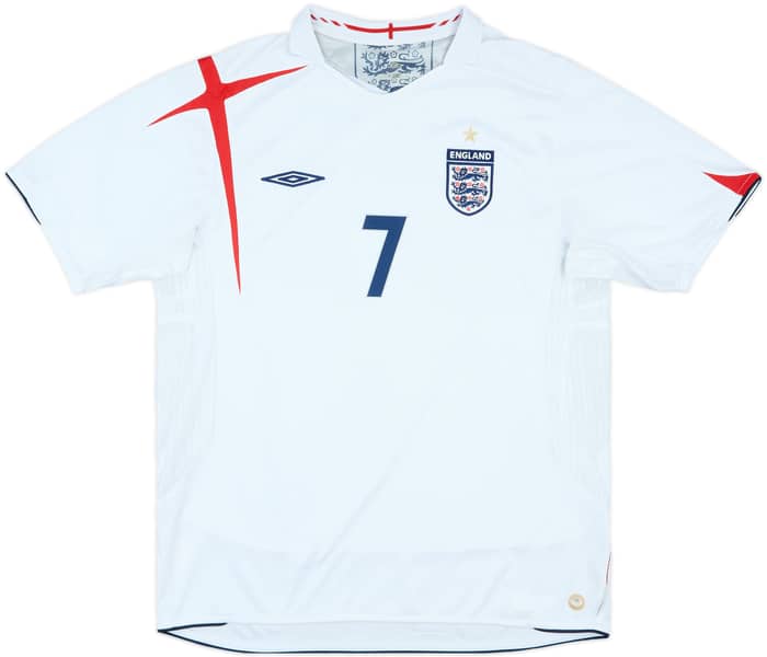 2005-07 England Home Shirt Beckham #7 - 7/10 - (XL)